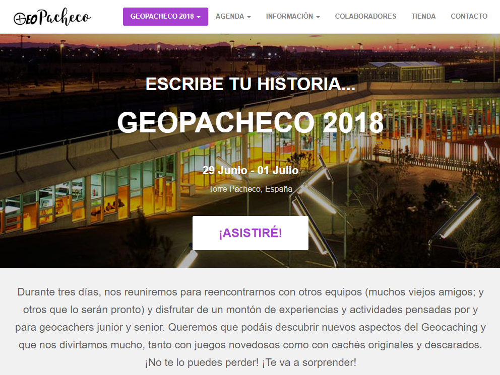 Screenshot of GeoPacheco web app